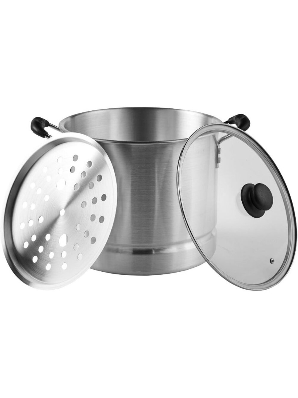 20-Quart Stainless Steel Steamer with Glass Lid - Large Capacity Cookware